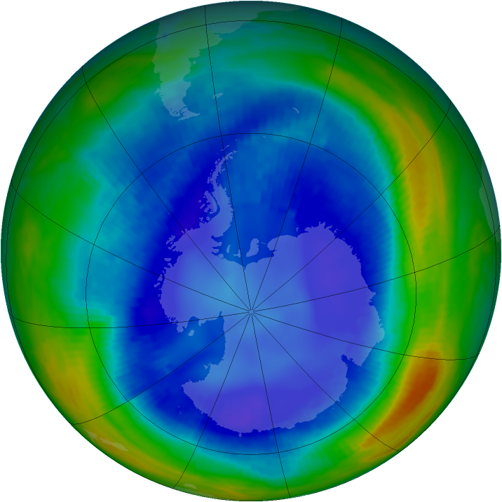 Antarctic ozone map for 22 August 2000